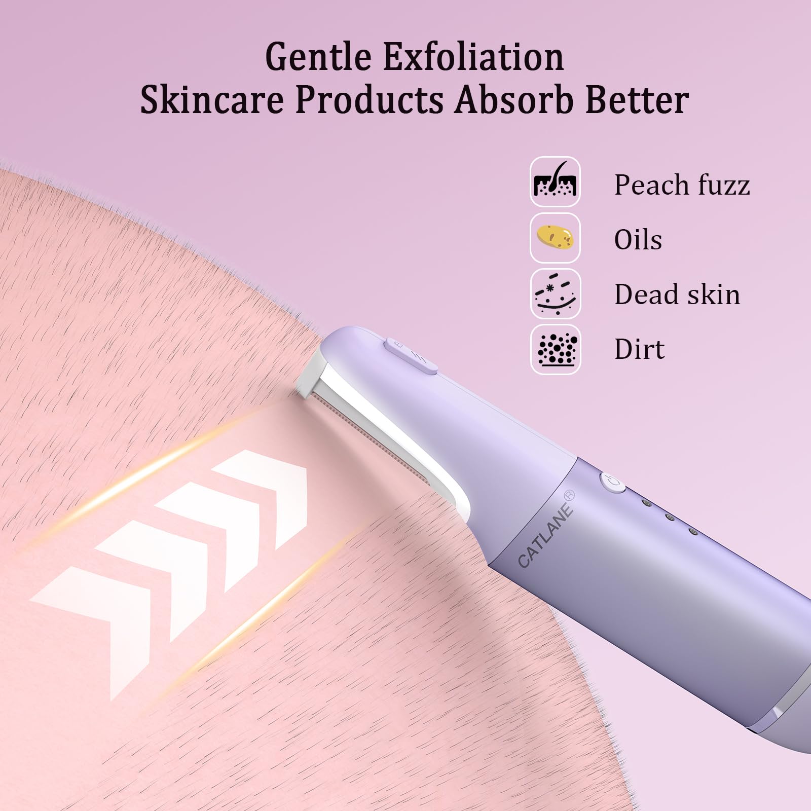 CATLANE Dermaplane con vibración sónica para exfoliar sin irritación.