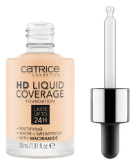 Base Catrice HD líquida en porcelana-beige para un tono unificado