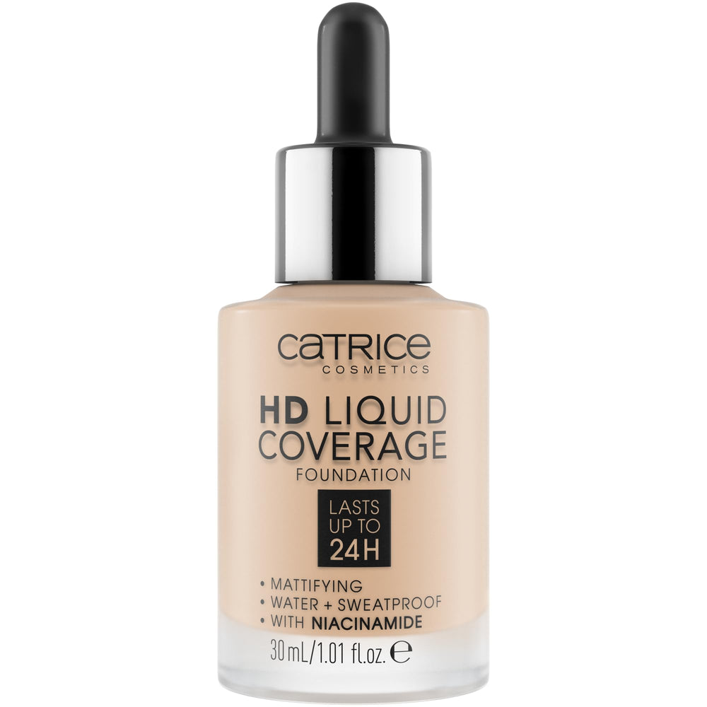Catrice HD Liquid Coverage: botella con gotero para aplicación precisa y cobertura uniforme.