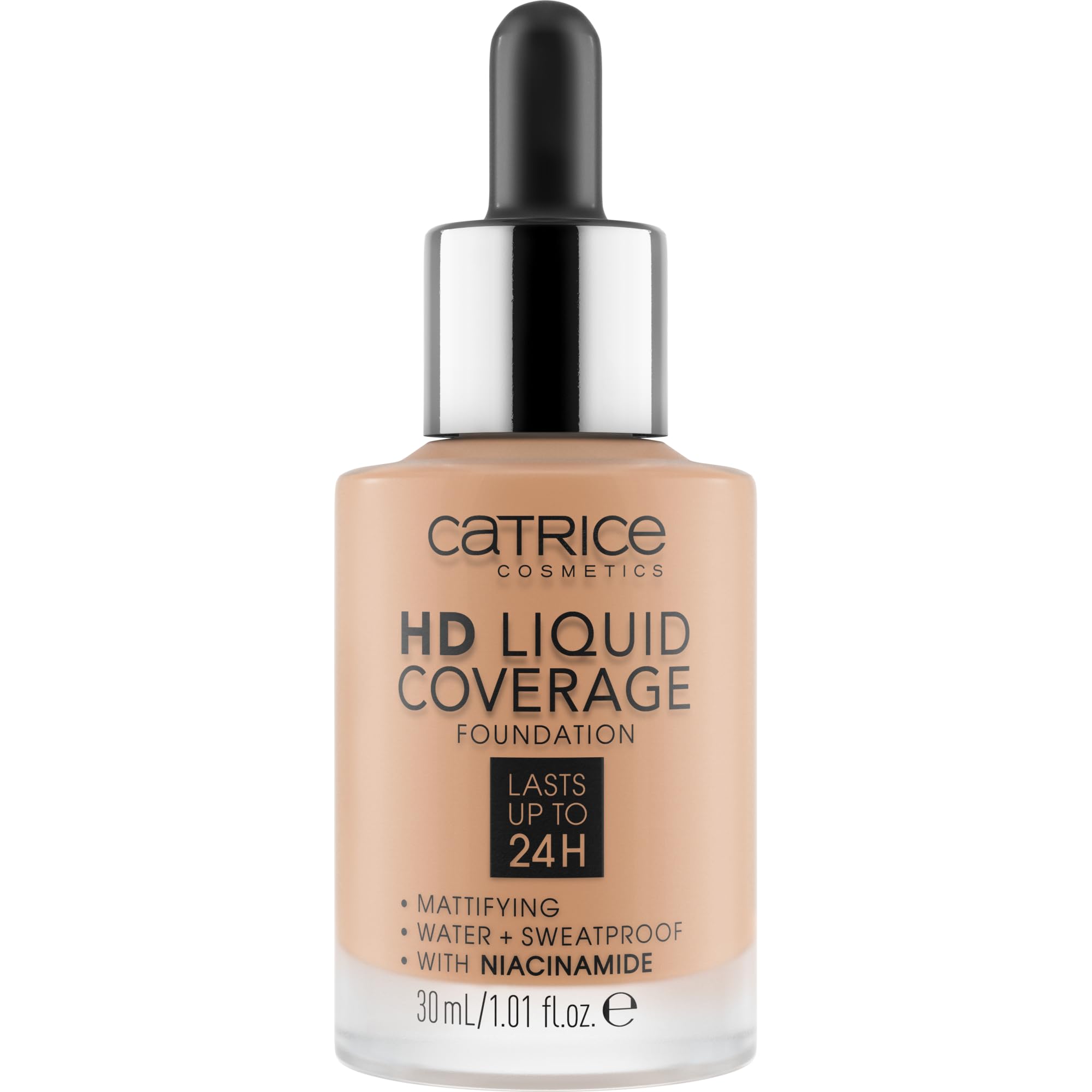 Aplicador gota de Catrice HD Liquid Coverage para dosificar la base con precisión.