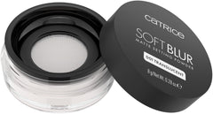 Catrice Soft Blur Loose Setting Powder bottle close-up with pore-blurring finish.