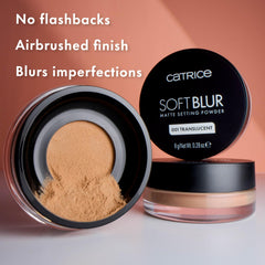 Catrice Soft Blur powder brush application for seamless makeup bake.
