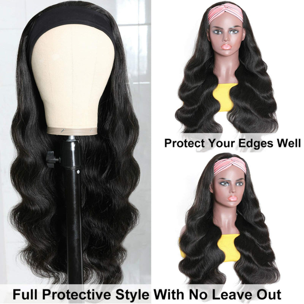 Catti Headband Wig con ajuste de Velcro y 4 peines para sujeción.