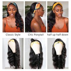 Catti Headband Wig con cabello virgen brasileño, densidad 150% para plenitud.