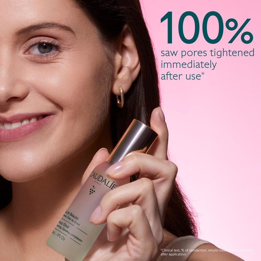Caudalie Beauty Elixir Mist — poros tensados visualmente tras rociar