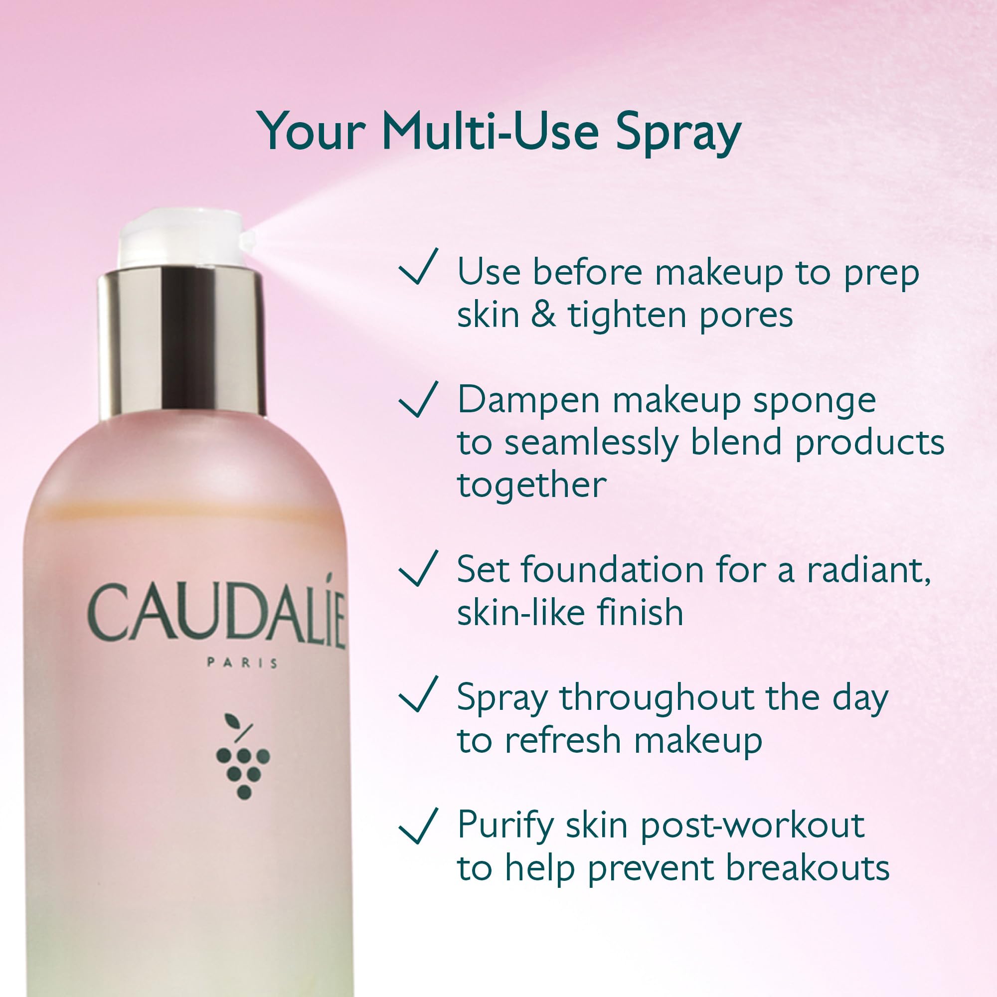 Caudalie Elixir de Belleza, aroma a menta, rosa y romero para energía.