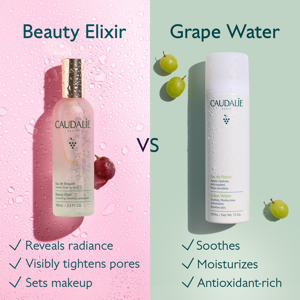 Caudalie Elixir de Belleza, hidratación vegana y libre de crueldad para piel radiante.