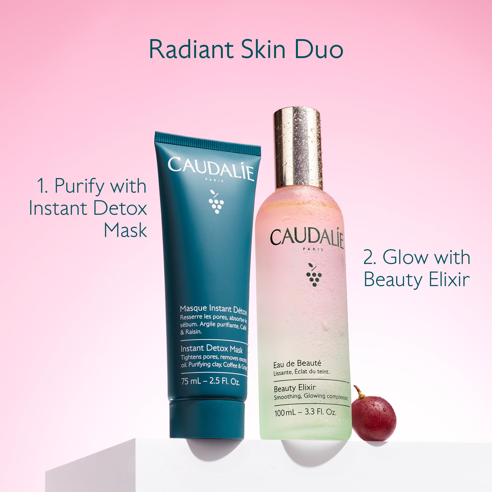 Caudalie Elixir de Belleza, ritual de cuidado diario, spray entre capas para acabado suave.