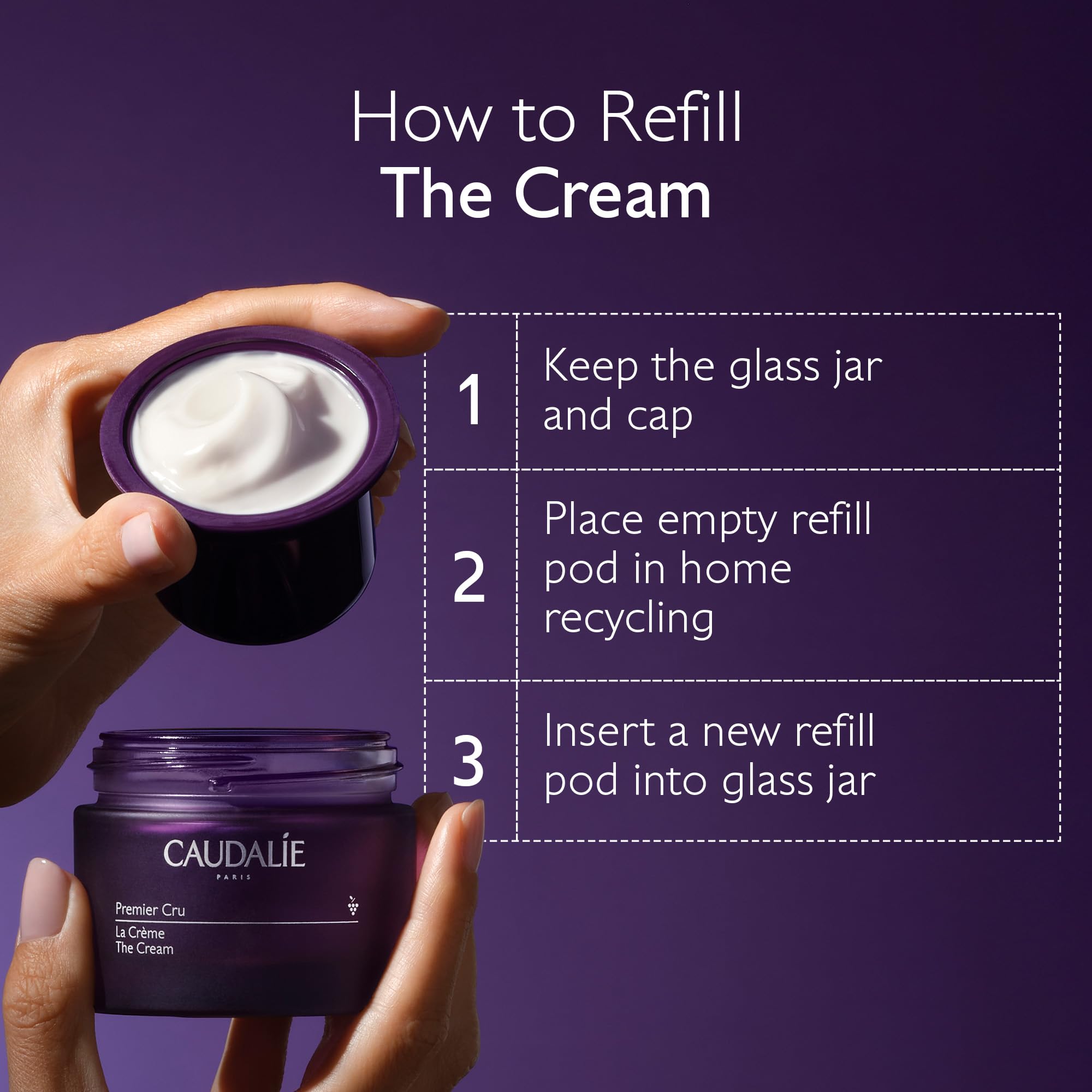 Envase reutilizable de Caudalie Premier Cru para cuidado responsable