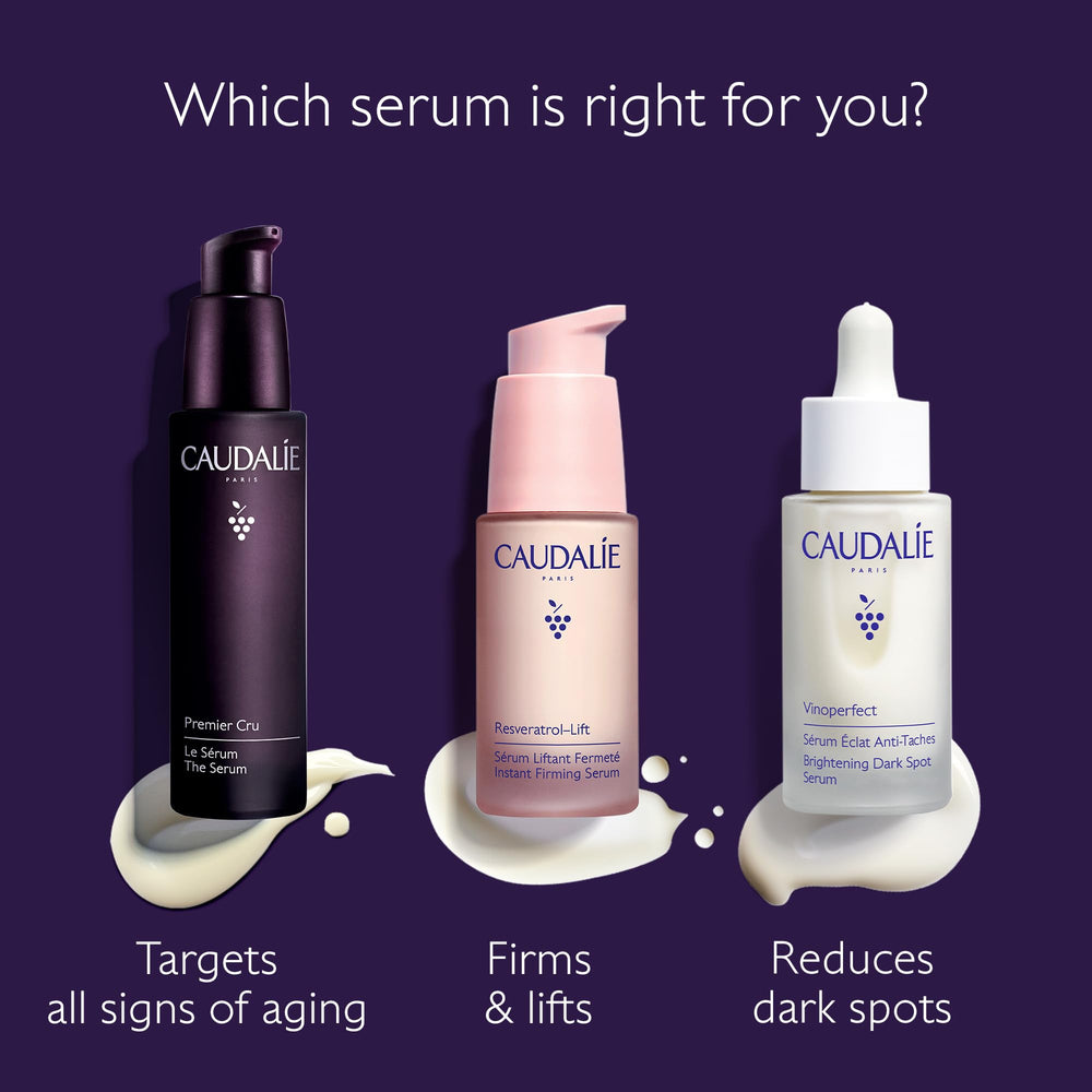 Caudalie Premier Cru Suero con piel radiante tras aplicación regular.