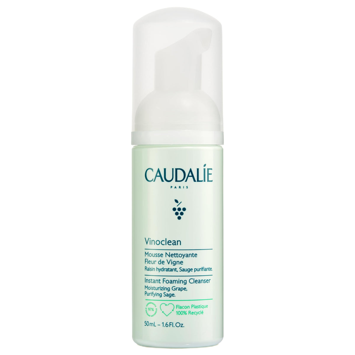 Vinoclean de Caudalie espumas faciales suaves para limpieza diaria sin irritación