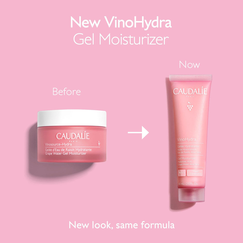 Caudalie VinoHydra Gel: adapté pour peaux mixtes et sensibles, usage matin et soir.