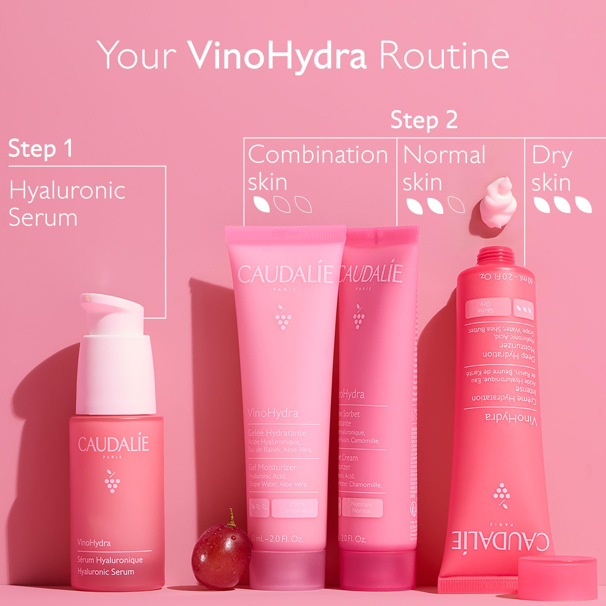 Caudalie VinoHydra Gel offre peau lumineuse et souple après application quotidienne.