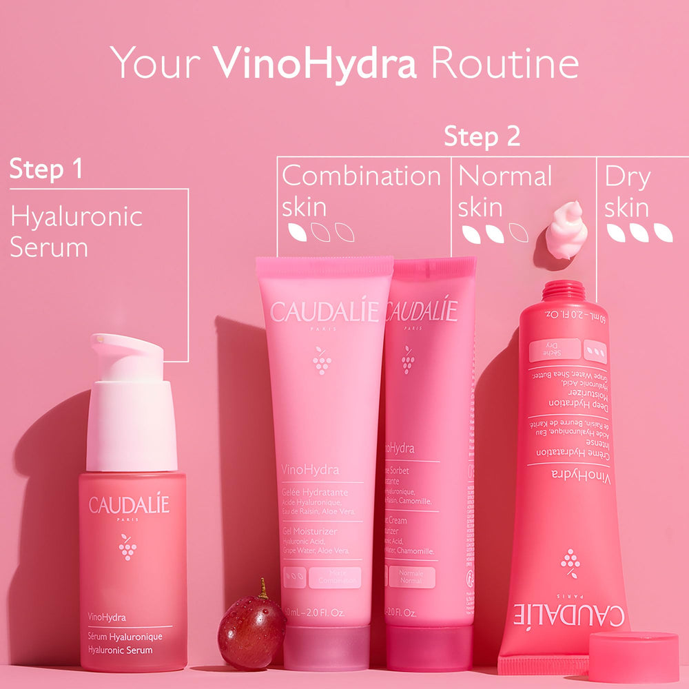 Caudalie VinoHydra Gel offre peau lumineuse et souple après application quotidienne.