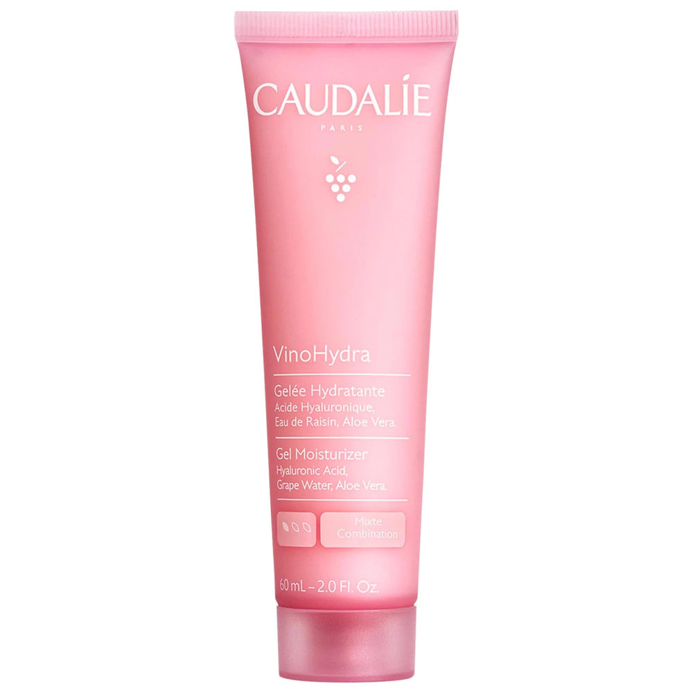 Caudalie VinoHydra Gel pour le visage, bouteille visible, hydratation légère et non comédogène.