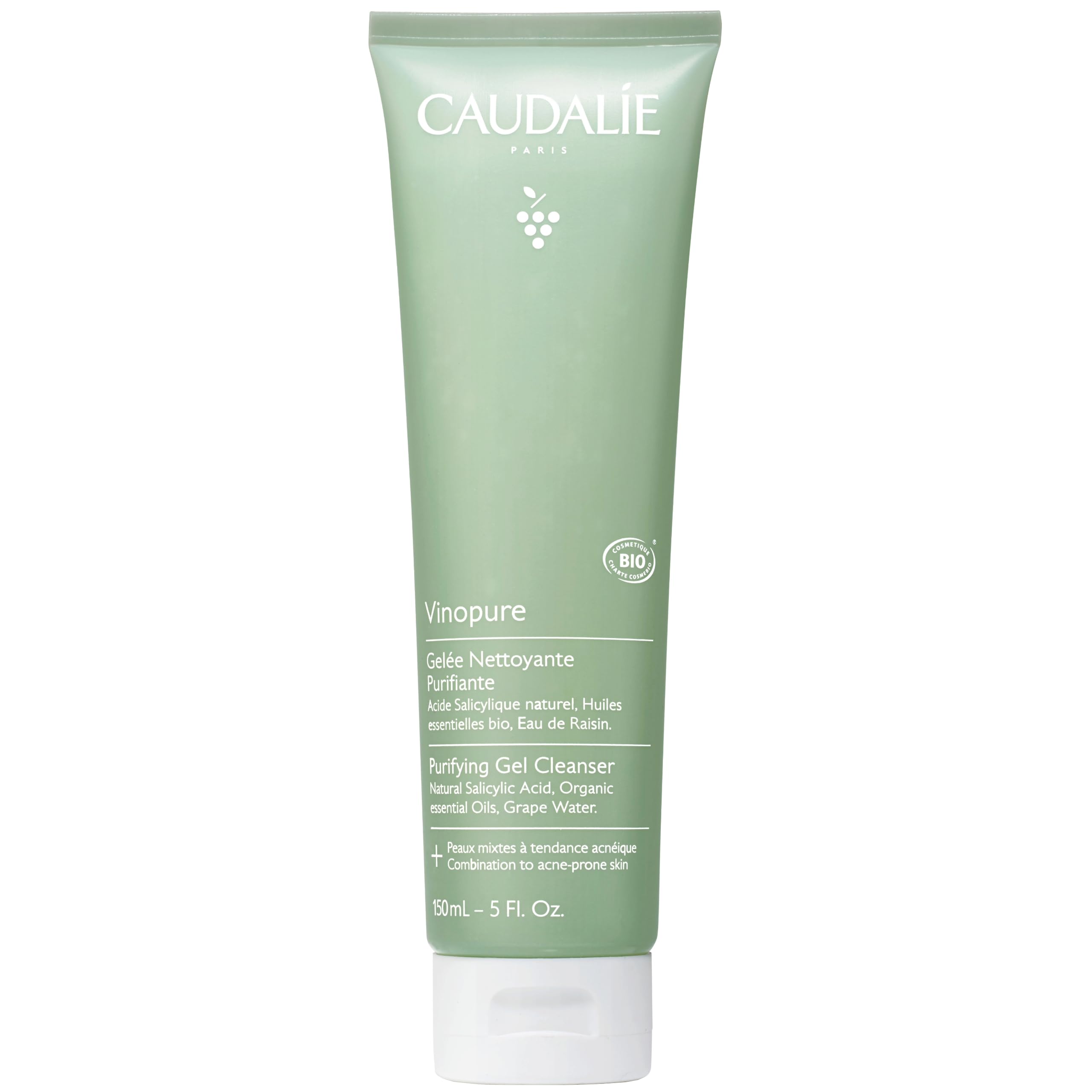 Caudalie Vinopure limpiador gel para poros purifica la piel sin jabón.