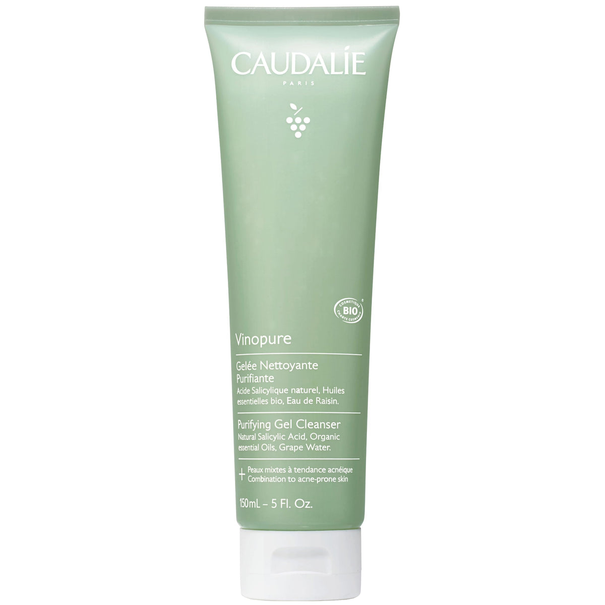 Caudalie Vinopure limpiador gel para poros purifica la piel sin jabón.