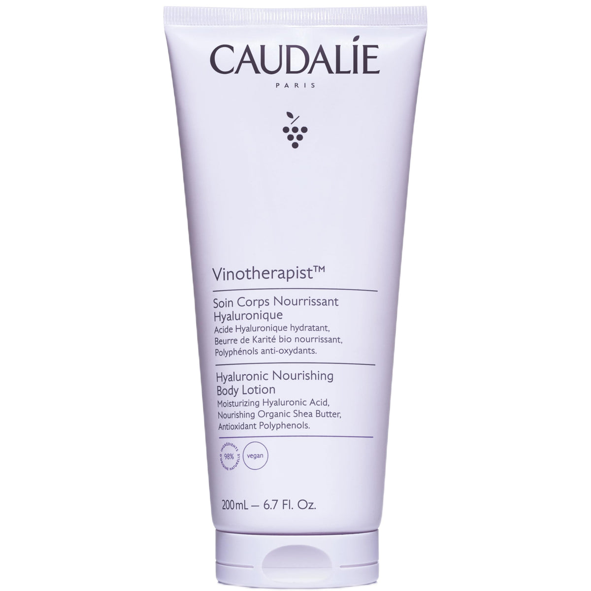 Loción Corporal Nutritiva de Caudalie con aplicación suave para piel hidratada.