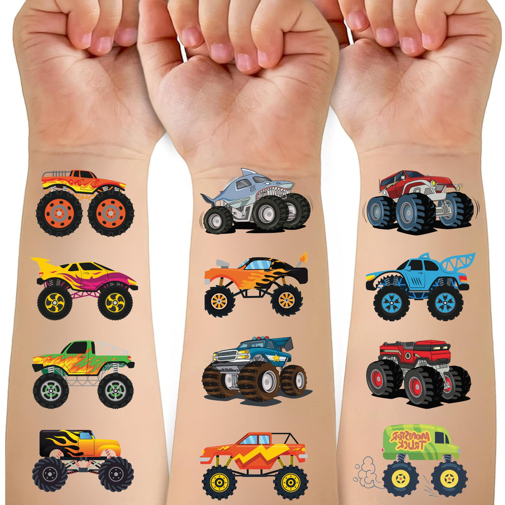 CAVALATAT 50 tatuajes Monster Trucks: paquete con múltiples diseños para fiestas infantiles.