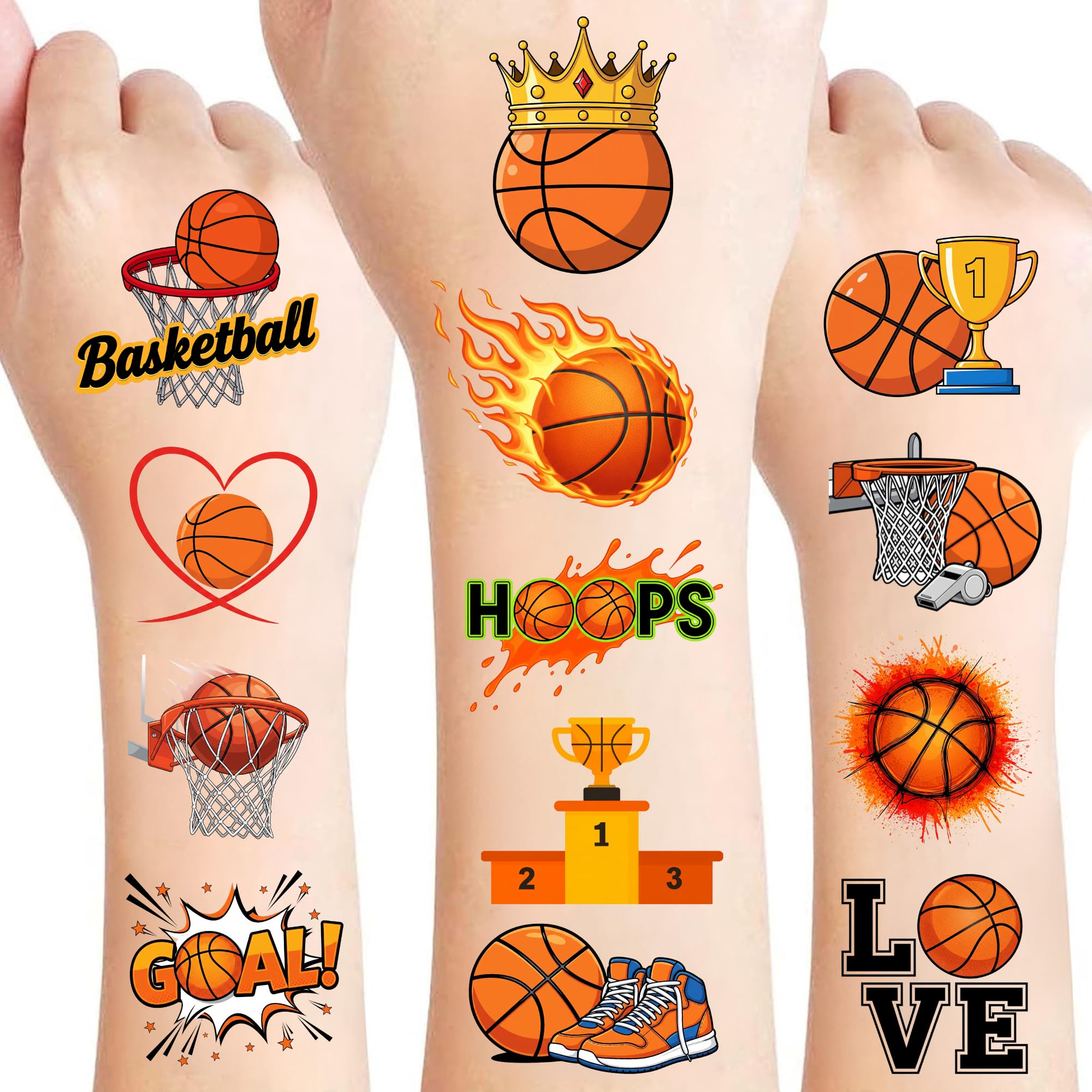 Tatuajes temporales Cavalatat de baloncesto, 50 diseños para fiestas infantiles.