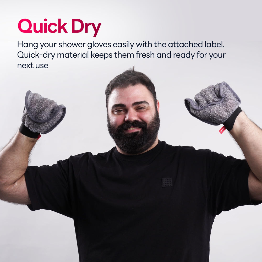 Guante exfoliante Caveem, limpieza suave, prepara la piel para productos de cuidado.