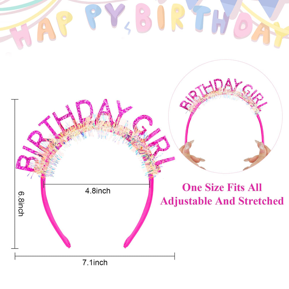 CAVETEE corona de cumpleaños rosa brillos para fiestas y recuerdos