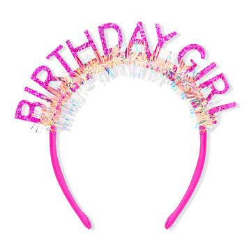 Diadema CAVETEE con tiara rosa y letras brillantes para fotos de cumpleaños