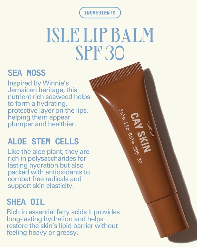Cay Skin Isle labial SPF30 con sabor vainilla y azucar morena.