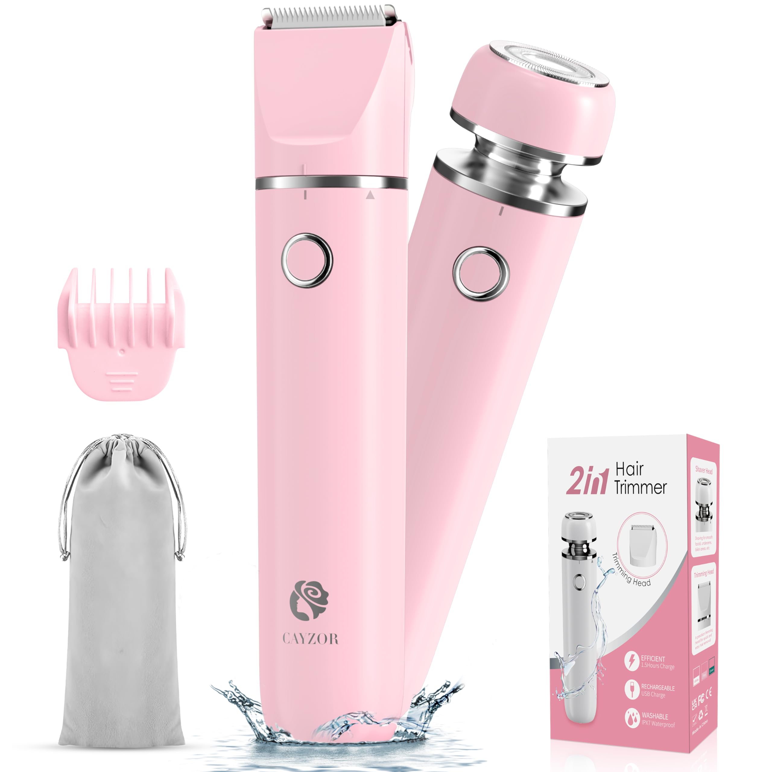 Cayzor Bikini Trimmer con cabezal preciso para recortes rápidos en piernas y bikini.