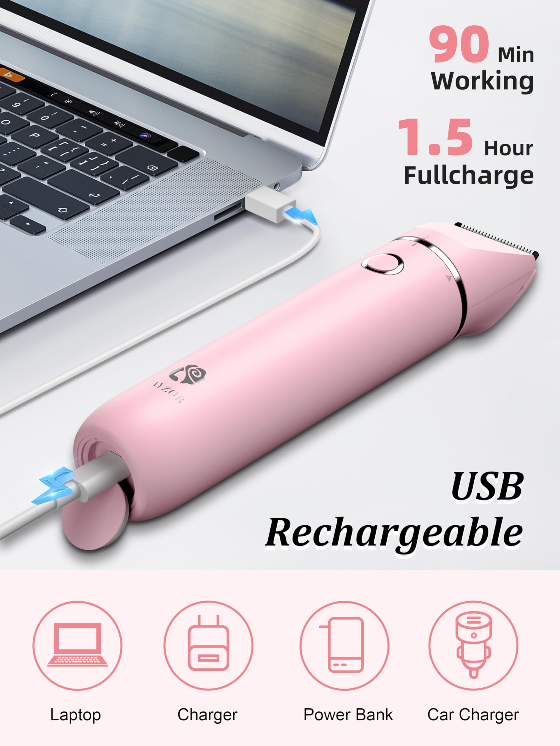Cayzor Bikini Trimmer diseño portátil ideal para viaje y retoques sobre la marcha.