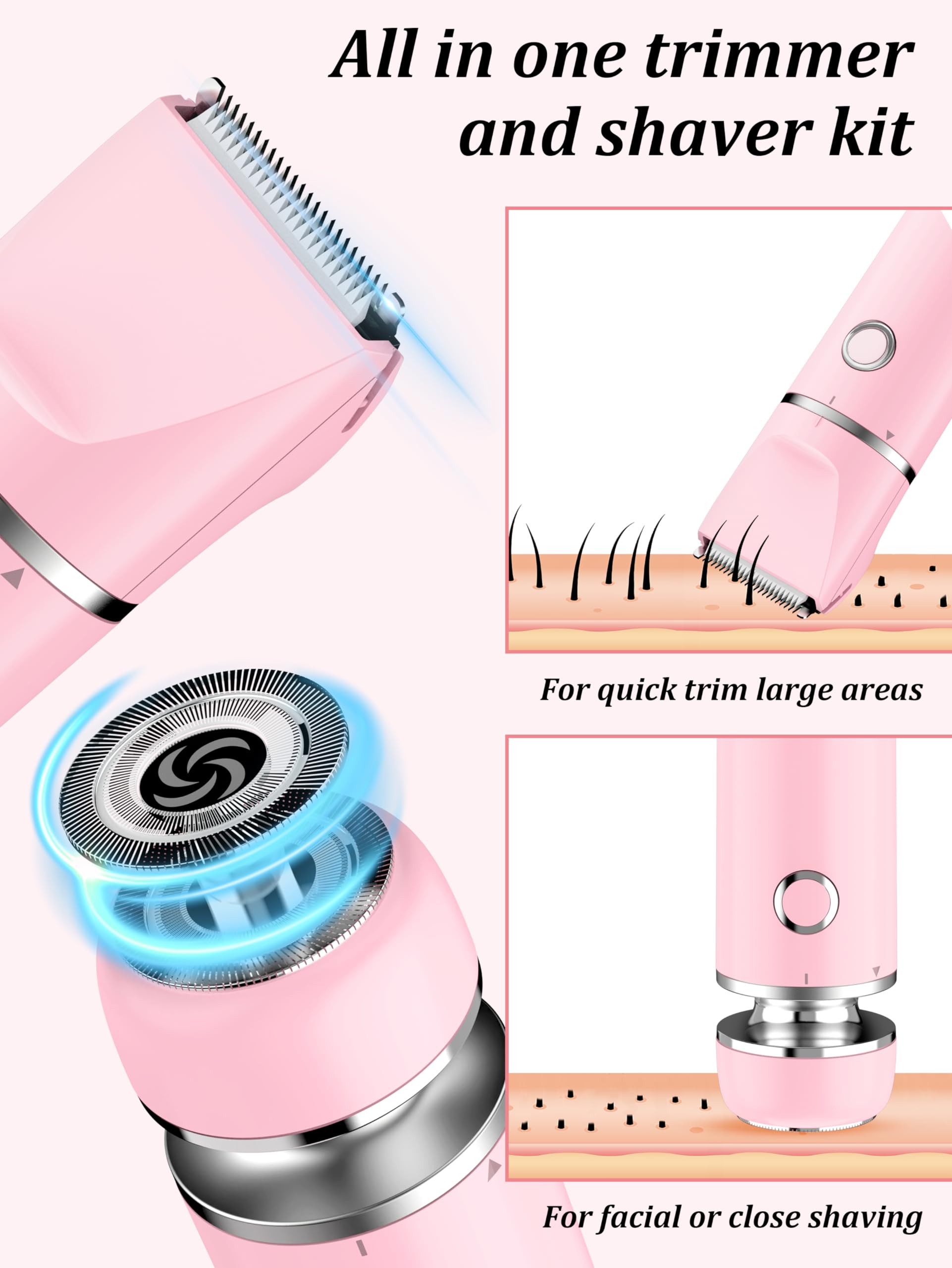 Cayzor Bikini Trimmer resistente al agua IPX7 para uso en la ducha.