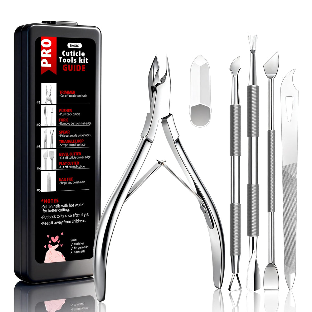 Cbiumpro kit de 5 piezas para cutículas con estuche, ideal para viaje.