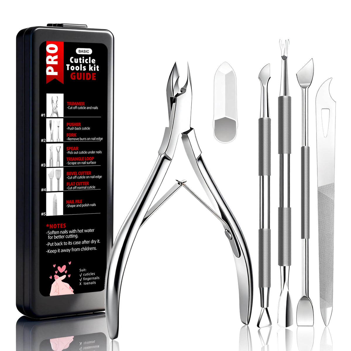 Cbiumpro kit de 5 piezas para cutículas con estuche, ideal para viaje.