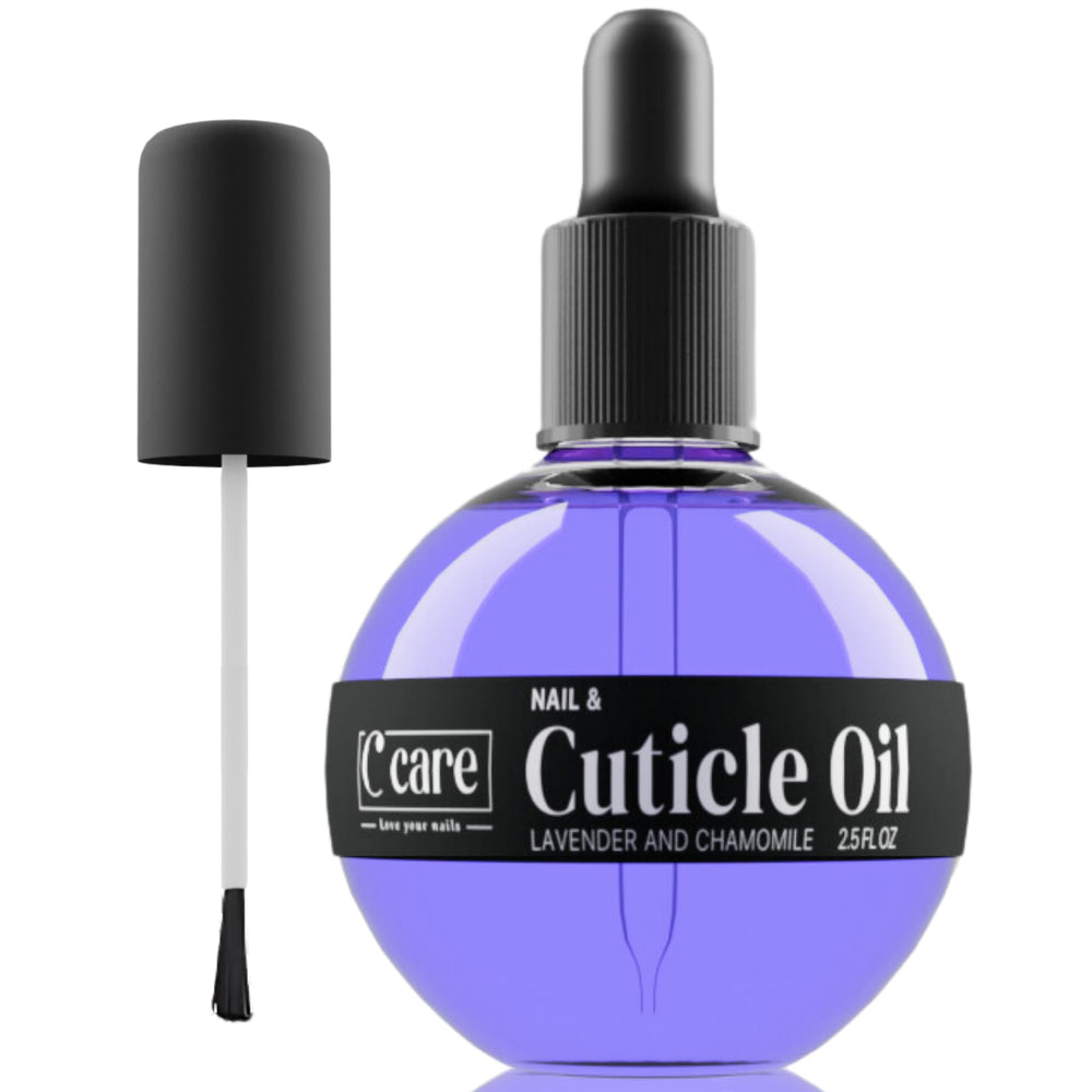 Aceite para cutículas C CARE con lavanda en botella para hidratación profunda.