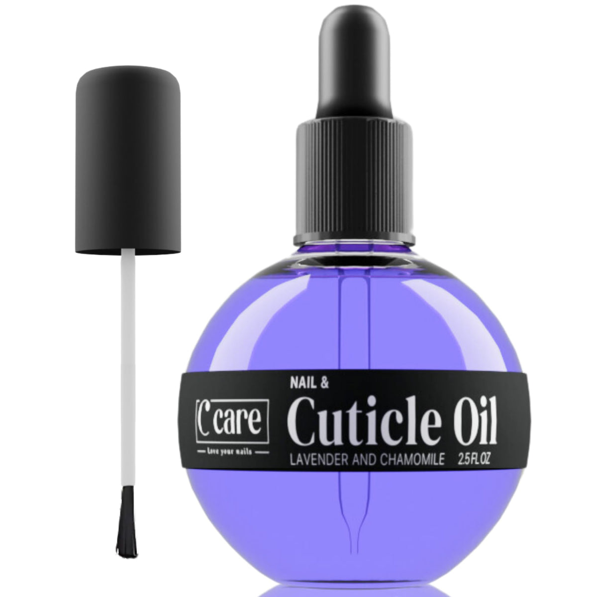 Aceite para cutículas C CARE con lavanda en botella para hidratación profunda.
