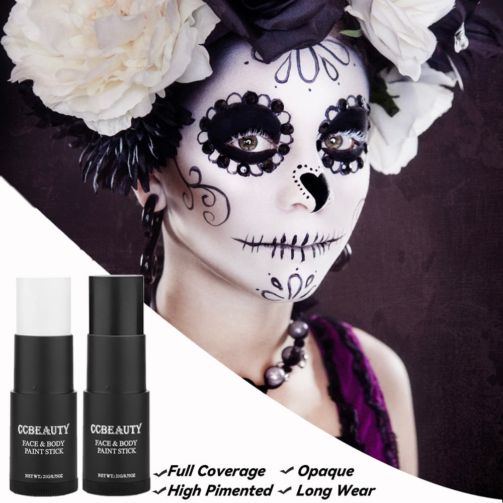 CCbeauty clown white face paint stick application tools for precise lines