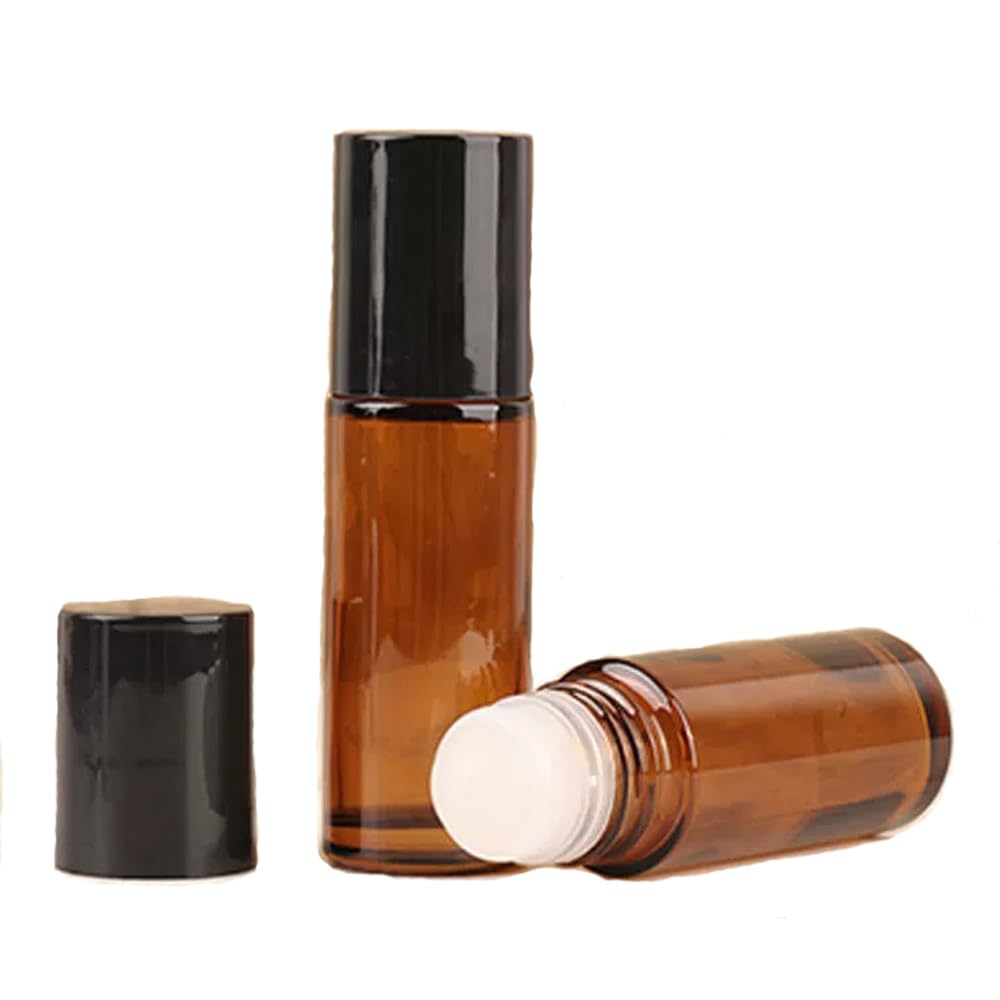 Botella rodillo Cchenxxi de 50 ml ámbar para aceites esenciales, perfecta para viajar.