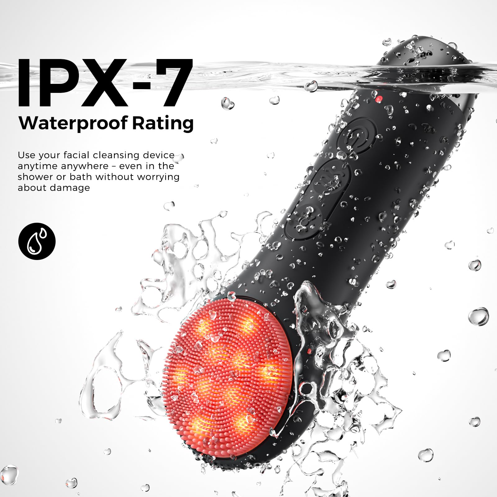 Ccigedy brosse-visage IPX7 et design unibody en silicone pour la douche.