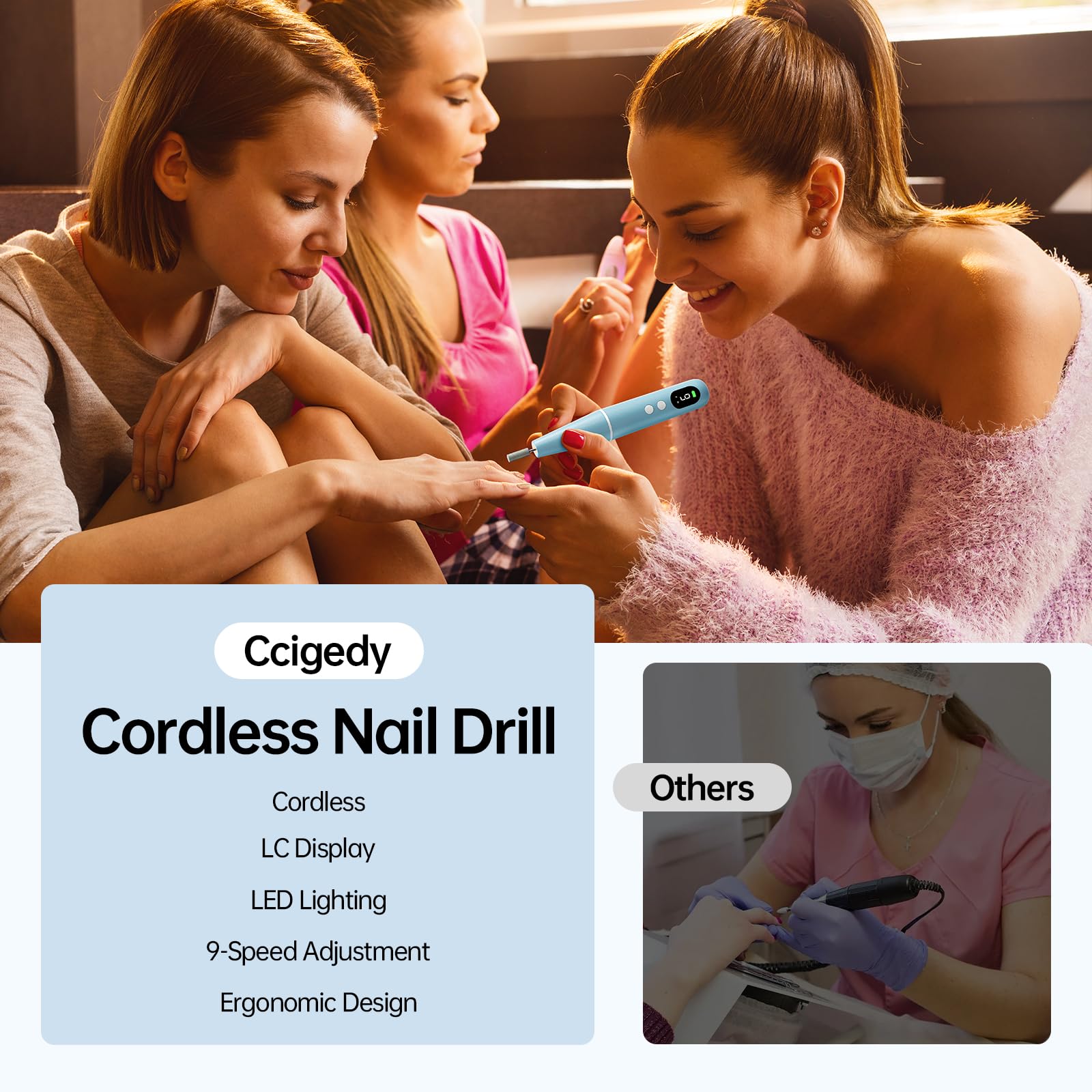 Ccigedy diseño sin cables elegante, regalo ideal para el cuidado de uñas.