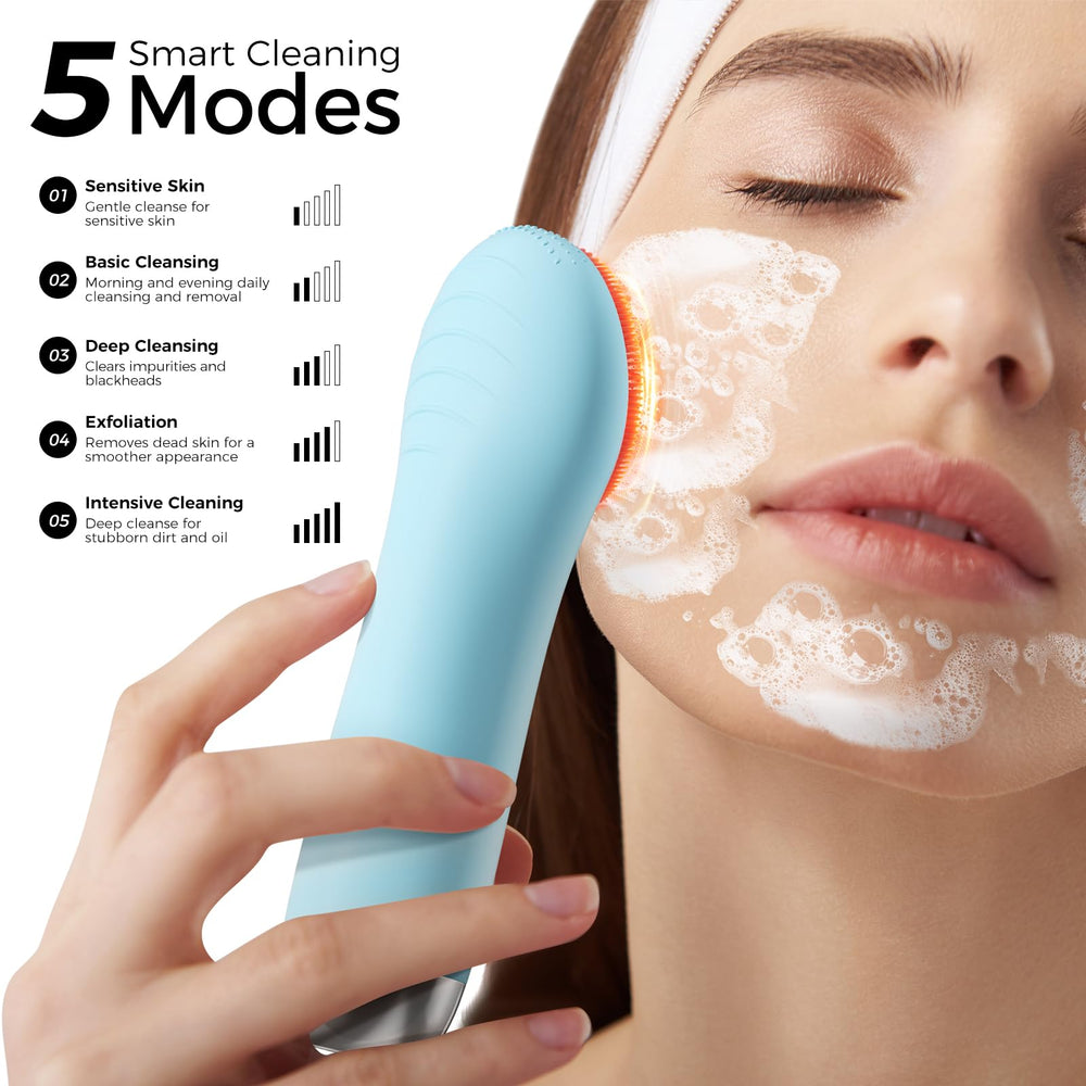 Ccigedy Face Scrubber ofrece cinco velocidades para ajustar la limpieza.