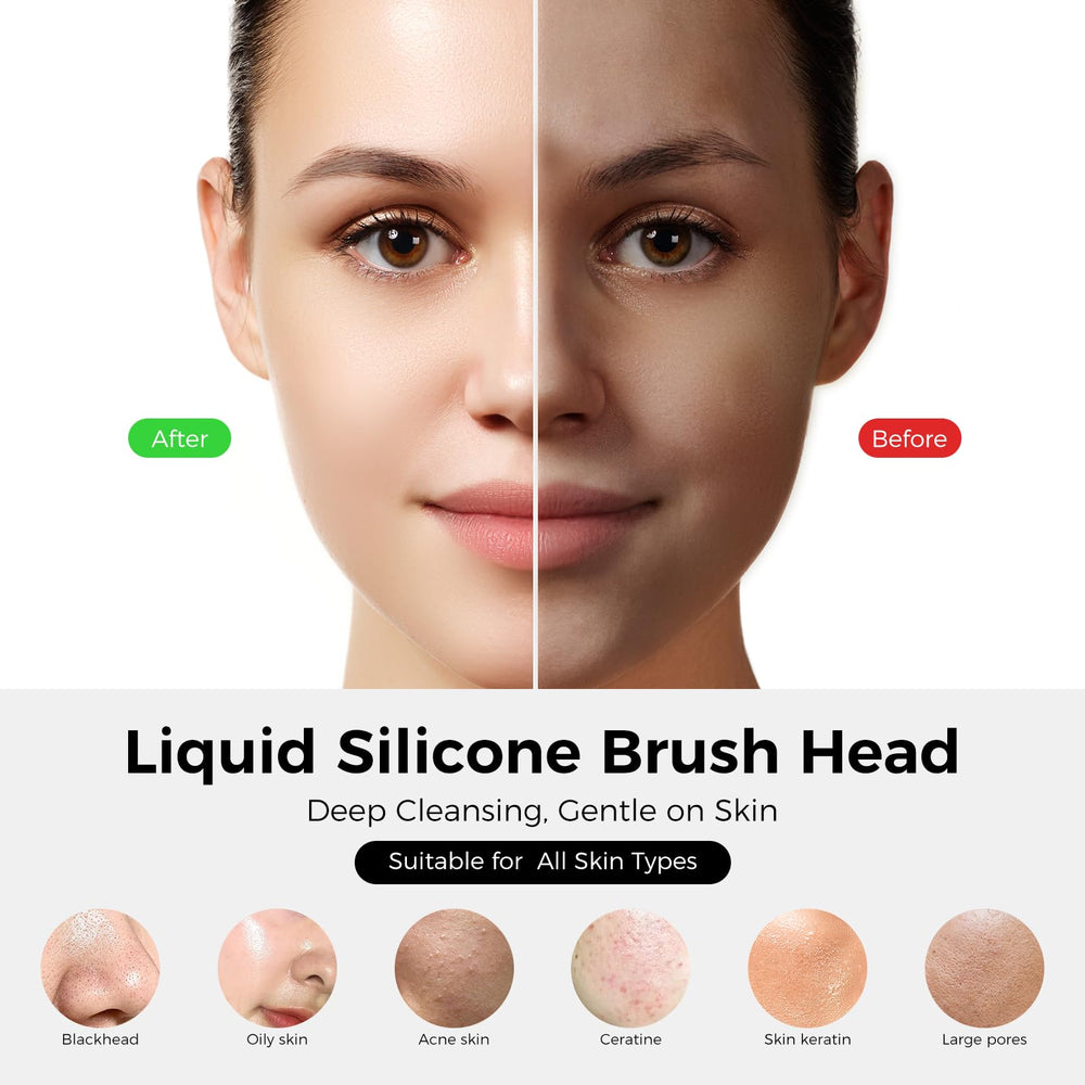 Ccigedy Face Scrubber destaca el calentamiento 55°C para disolver impurezas.