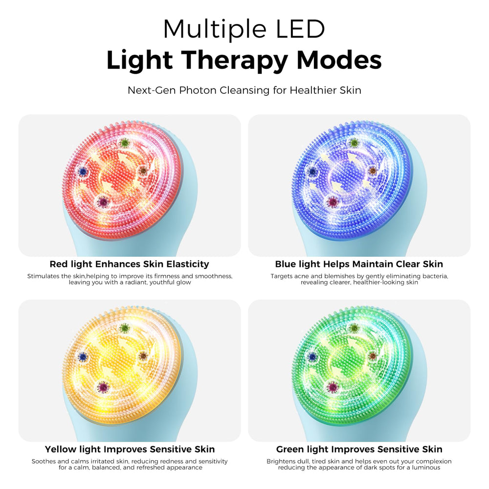 Ccigedy Face Scrubber con iluminación LED suave para un spa en casa.