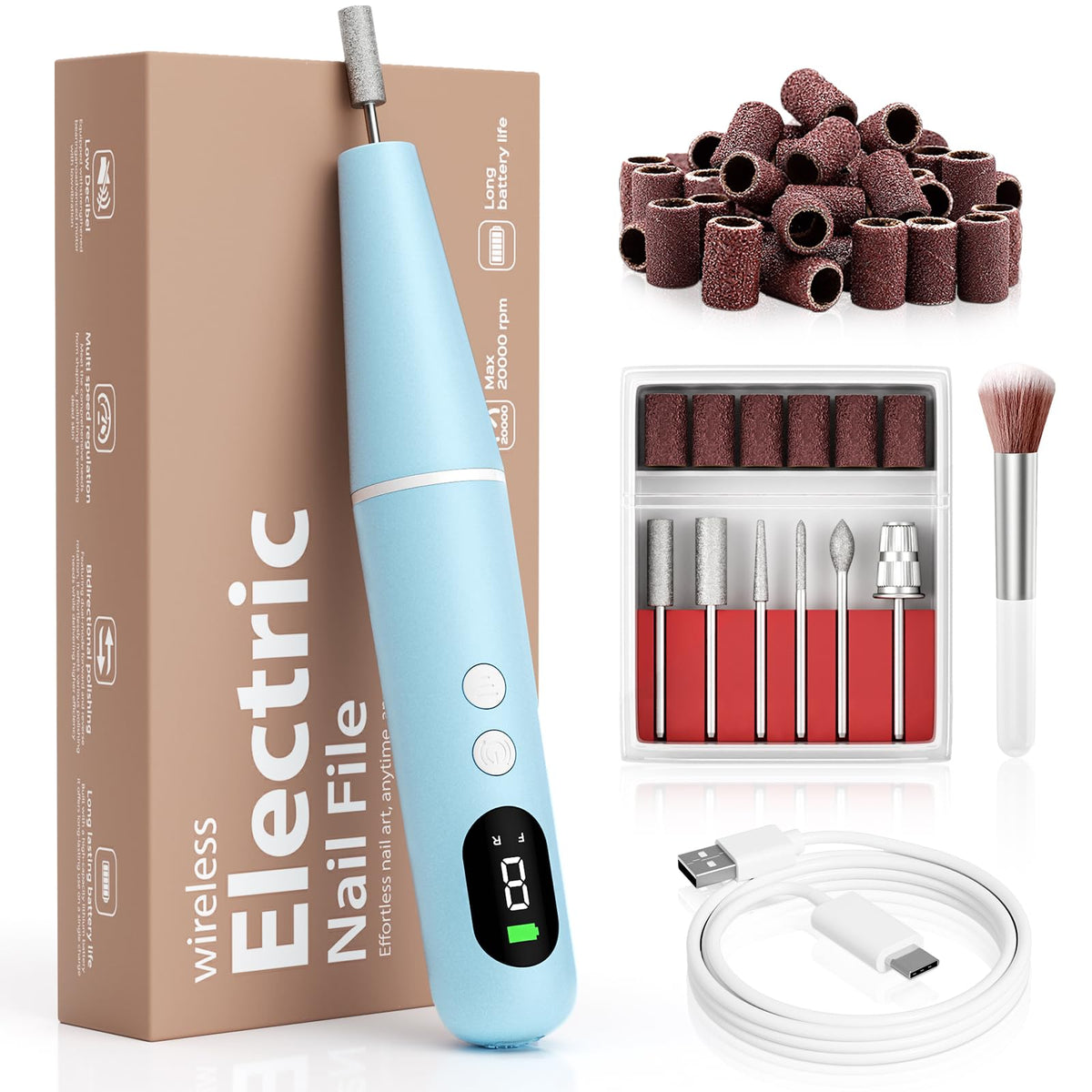 Ccigedy kit de lijado inalámbrico para uñas, lijado preciso en casa.