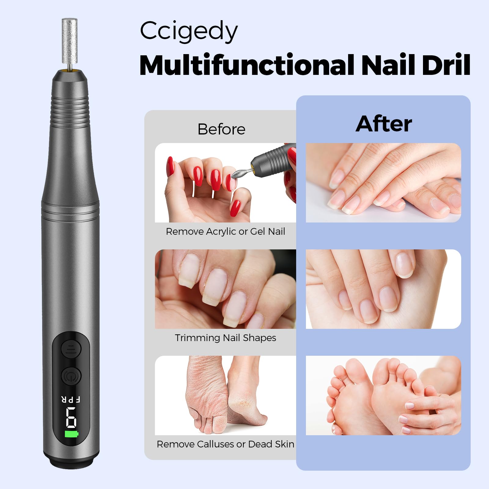 Ccigedy kit uñas 6-en-1 para tratamientos de uñas