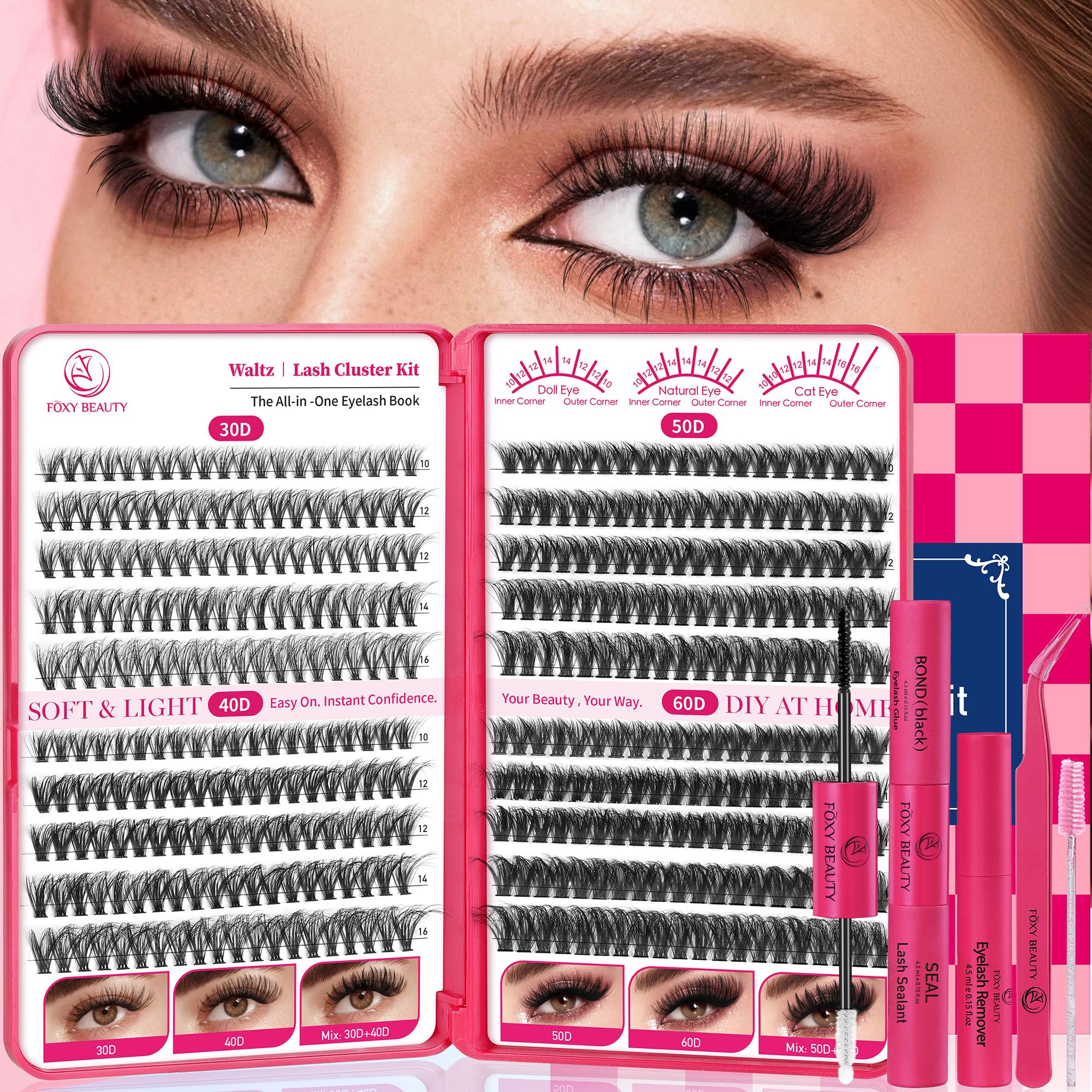 CCODDY Waltz lash clusters kit 30d: volumen natural para ojos.