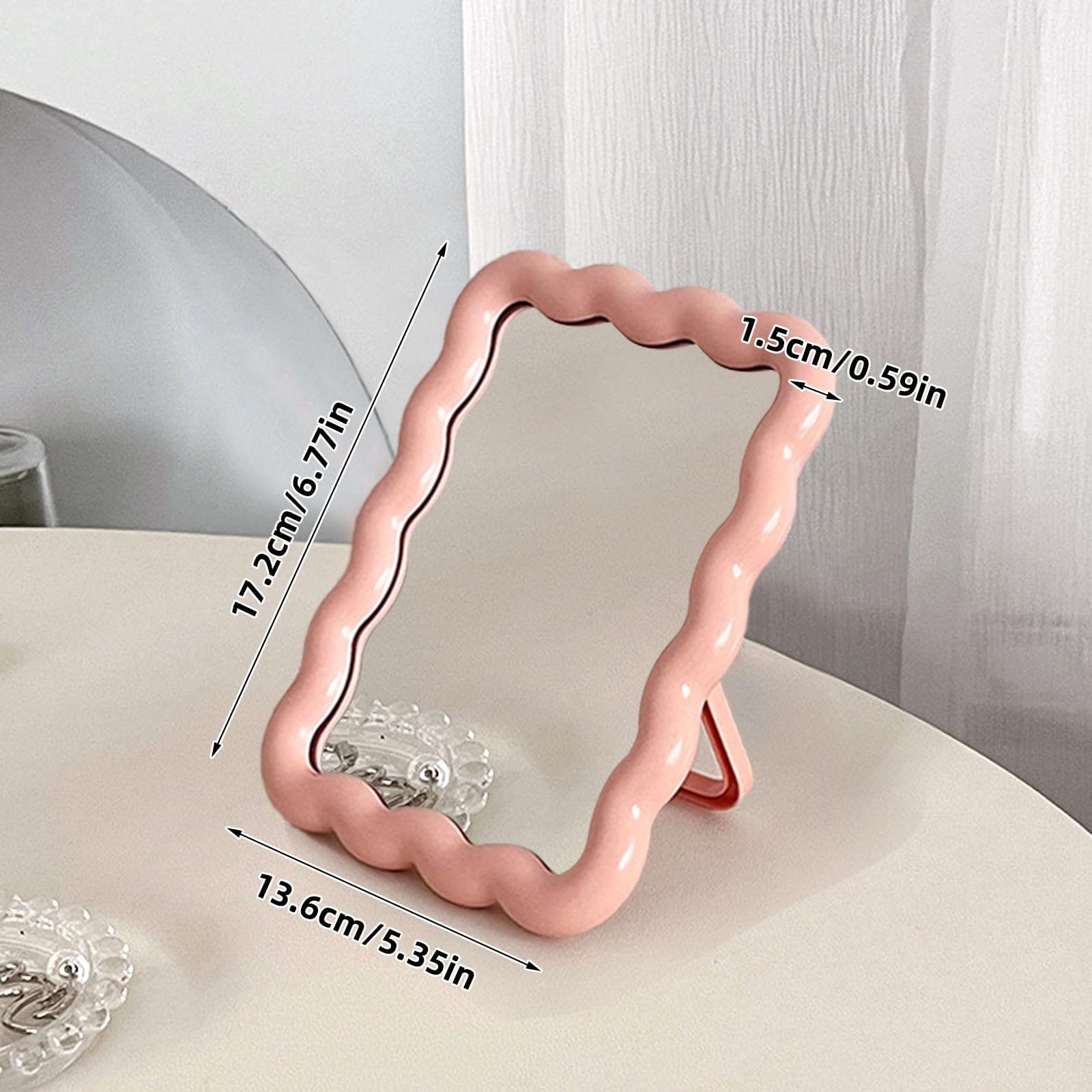 CCREDONE Espejo de maquillaje plegable rosa, perfecto para uso diario y viaje.