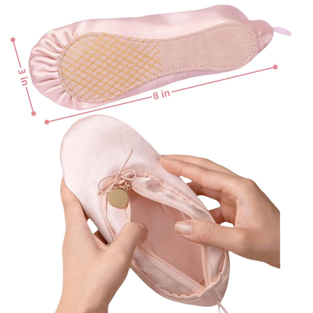 CECKQUE bolso ballet – detalle satin rosa, perfecto para organizar lápices y brochas maquillaje