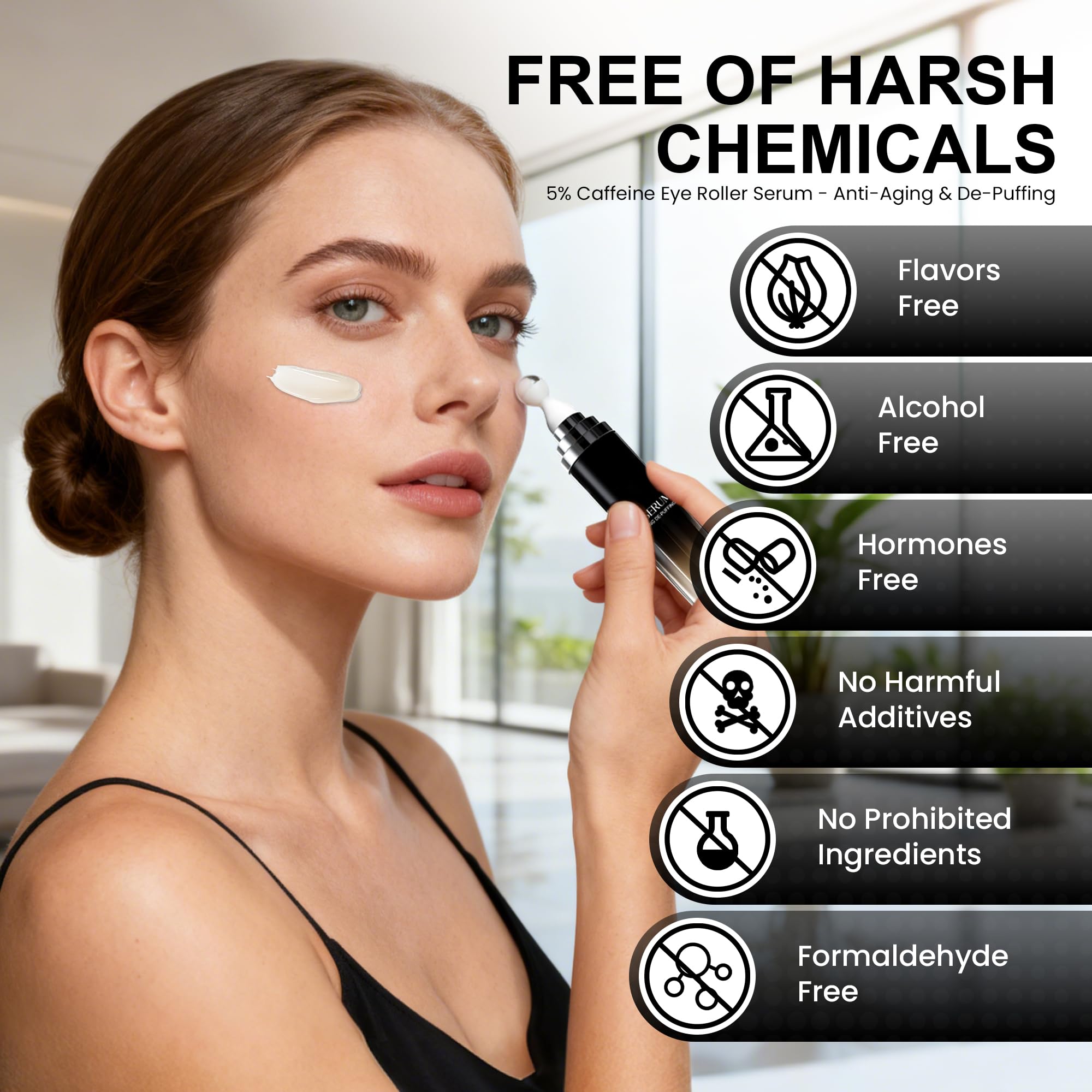 CeeHnsd eye cream's hyaluronic acid hydrates without greasiness for makeup.
