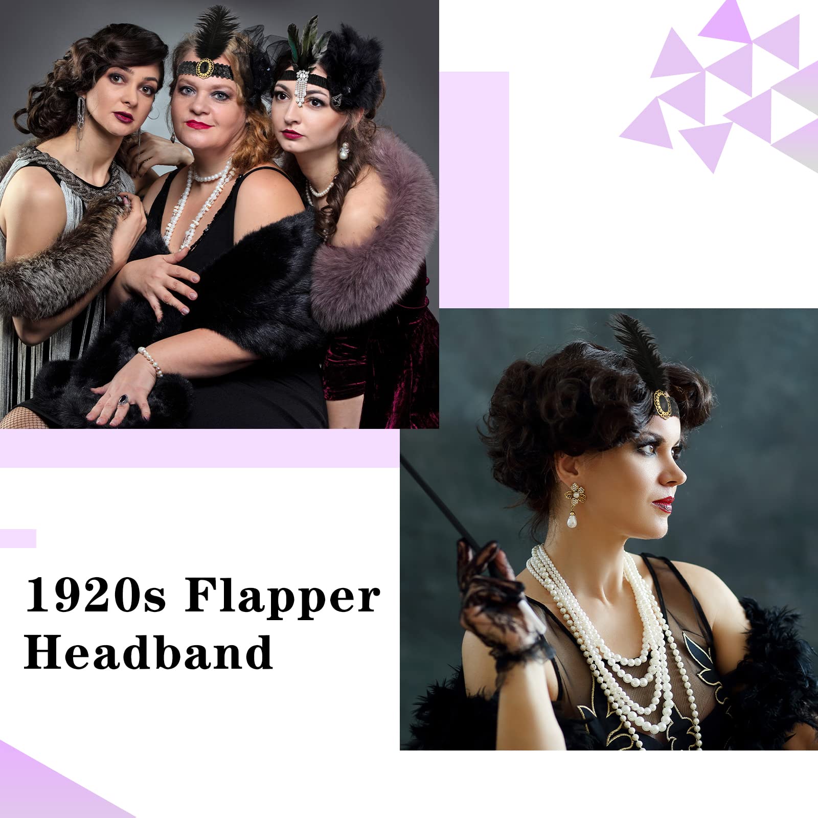 Diadema de Ceenna con diseño años 20, plumas negras y brillo elegante