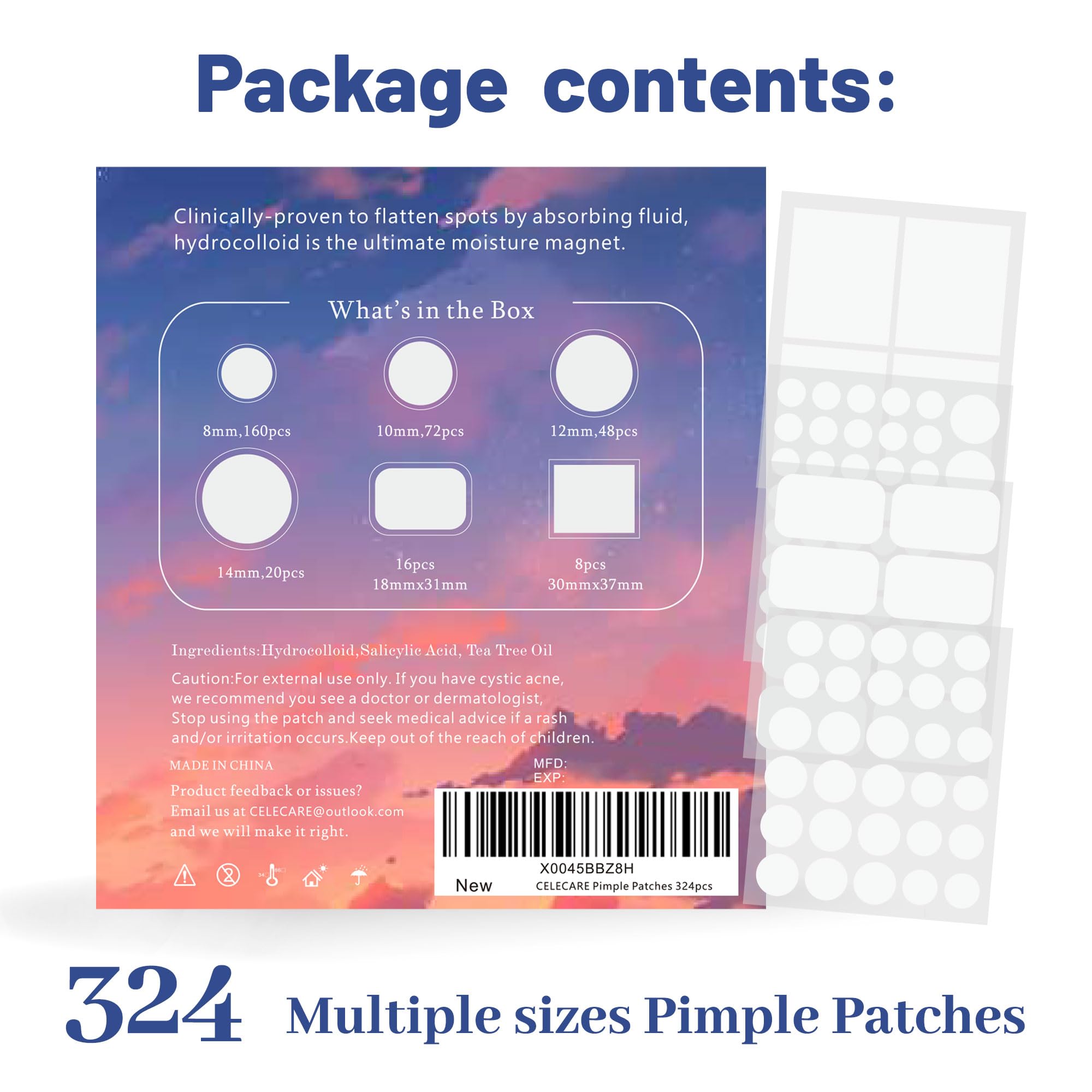 CELECARE parches acne 10mm, focalizados para zonas medianas y visibles.
